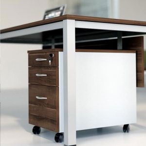 Ensemble de 2 Bureaux Asymétriques BENCH avec Caisson Hauteur Bureau -  Ligne ÉLÉGANCE